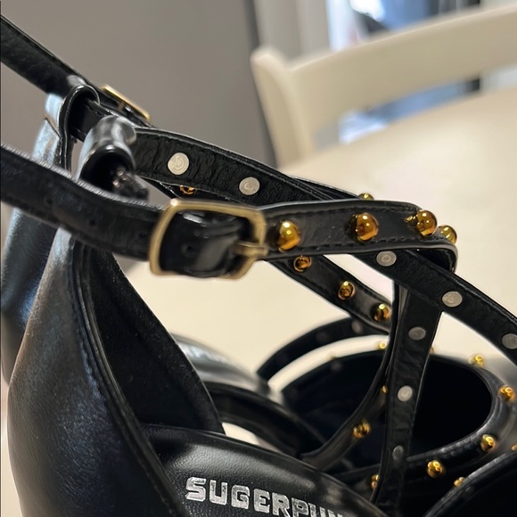 Sugar Black and Gold Stiletto Heels - Picture 8 of 8